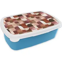 MuchoWow Broodtrommel Blauw - Lunchbox Geometrie - Modern - Retro - Brooddoos 18x12x6 cm - Brood lunch box - Broodtrommels voor kinderen en volwassenen