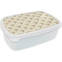 MuchoWow Broodtrommel Wit - Lunchbox Waaier - Motief - Goud - Brooddoos 18x12x6 cm - Brood lunch box - Broodtrommels voor kinderen en volwassenen