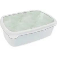 MuchoWow Broodtrommel Wit - Lunchbox Groen - Marmer print - Vloeiende aders - Brooddoos 18x12x6 cm - Brood lunch box - Broodtrommels voor kinderen en volwassenen