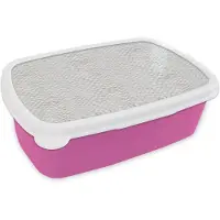 MuchoWow Broodtrommel Roze - Lunchbox Slang - Patroon - Wit - Brooddoos 18x12x6 cm - Brood lunch box - Broodtrommels voor kinderen en volwassenen