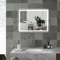 MODFU - Badkamerspiegel - LED-Verlichting En Anticondens - Rechthoekig - Voor Badkamer - Glas - Zilver - 60 x 80 x 4 cm