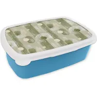 MuchoWow Broodtrommel Blauw - Lunchbox Artistiek - Modern - Groen - Brooddoos 18x12x6 cm - Brood lunch box - Broodtrommels voor kinderen en volwassenen