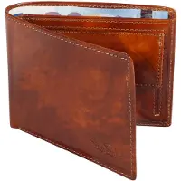 Tony Perotti Leren Billfold Van Gogh met papiergeld-, muntgeld- en creditcardvakken - Cognac