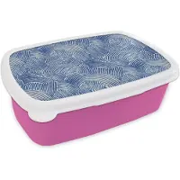 MuchoWow Broodtrommel Roze - Lunchbox Modern - Abstract - Blauw - Brooddoos 18x12x6 cm - Brood lunch box - Broodtrommels voor kinderen en volwassenen