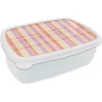 MuchoWow Broodtrommel Wit - Lunchbox Pastel - uitpatroon - Geometrisch - Brooddoos 18x12x6 cm - Brood lunch box - Broodtrommels voor kinderen en volwassenen