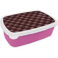 MuchoWow Broodtrommel Roze - Lunchbox Leer - Patroon - Bordeaux - Brooddoos 18x12x6 cm - Brood lunch box - Broodtrommels voor kinderen en volwassenen