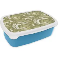 MuchoWow Broodtrommel Blauw - Lunchbox Abstract - Textuur - Groen - Brooddoos 18x12x6 cm - Brood lunch box - Broodtrommels voor kinderen en volwassenen