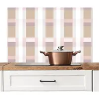KitchenYeah Spatscherm keuken 100x65 cm - Kookplaat achterwand Ruitpatroon - Aardetinten - Minimalistisch - Muurbeschermer - Spatwand fornuis - Hoogwaardig aluminium