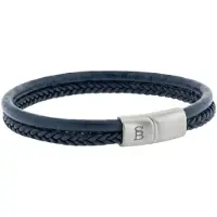 Steel & Barnett - Leren Armband Heren - Denby - Blauw - Maat M