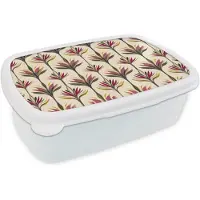 MuchoWow Broodtrommel Wit - Lunchbox Waaier - Motief - Kleurrijk - Brooddoos 18x12x6 cm - Brood lunch box - Broodtrommels voor kinderen en volwassenen