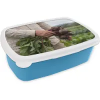 MuchoWow Broodtrommel Blauw - Lunchbox Bieten - Vers - Moestuin - Brooddoos 18x12x6 cm - Brood lunch box - Broodtrommels voor kinderen en volwassenen