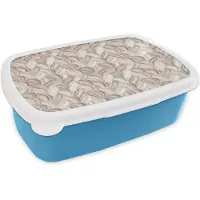 MuchoWow Broodtrommel Blauw - Lunchbox Abstract - Golvend - Pastel - Brooddoos 18x12x6 cm - Brood lunch box - Broodtrommels voor kinderen en volwassenen