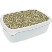 MuchoWow Broodtrommel Wit - Lunchbox Abstract - Marmer print - Groen - Brooddoos 18x12x6 cm - Brood lunch box - Broodtrommels voor kinderen en volwassenen