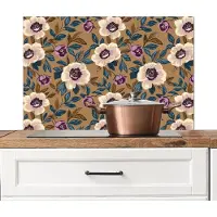 KitchenYeah Spatscherm keuken 80x55 cm - Kookplaat achterwand Floraal - Stilleven - Kleurrijk - Muurbeschermer - Spatwand fornuis - Hoogwaardig aluminium