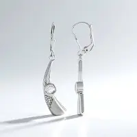 Cavill - Monosono Collection Zilveren Oorbellen - Geplatineerd 925 Sterling Zilver - Cambodjaanse Zirkonen 0 94 CT - Elegant 42mm Scharniersluiting