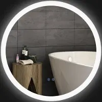 MODFU - Badkamerspiegel - Ledverlichting En Anti-Condens - Wandmontage - Voor Badkamer - Metaal - Wit - Ø70 x 3 cm