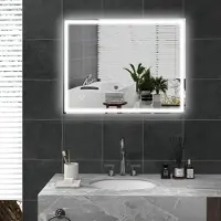 MODFU - Badkamerspiegel - Ledverlichting En Geheugenfunctie - Wandmontage - Gehard Glas - Zilver - 90 x 70 cm