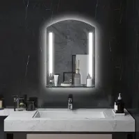 MODFU - Badkamerspiegel Met Verlichting - 3 Lichtkleuren En Touchbediening - Modern - Voor De Badkamer - Aluminium En Gehard Glas - Zilver - 50 X 70 Cm