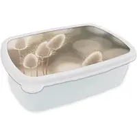 MuchoWow Broodtrommel Wit - Lunchbox Hazestaartgras - Wit - Zonlicht - Brooddoos 18x12x6 cm - Brood lunch box - Broodtrommels voor kinderen en volwassenen