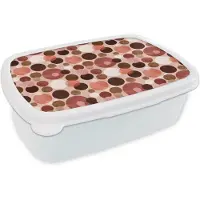 MuchoWow Broodtrommel Wit - Lunchbox Cirkels - Modern - Kleurrijk - Brooddoos 18x12x6 cm - Brood lunch box - Broodtrommels voor kinderen en volwassenen