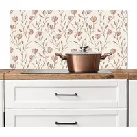 KitchenYeah Spatscherm keuken 100x50 cm - Kookplaat achterwand Patroon - Klassiek - Roze - Muurbeschermer - Spatwand fornuis - Hoogwaardig aluminium
