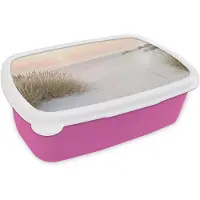 MuchoWow Broodtrommel Roze - Lunchbox Horizon - Duinlandschap - Zand - Brooddoos 18x12x6 cm - Brood lunch box - Broodtrommels voor kinderen en volwassenen