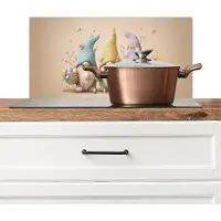 KitchenYeah Spatscherm keuken 60x30 cm - Kookplaat achterwand Kabouters - Pastelkleuren - Eieren - Bloemen - Muurbeschermer - Spatwand fornuis - Hoogwaardig aluminium