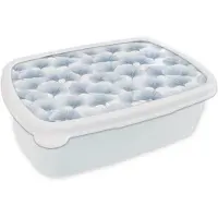 MuchoWow Broodtrommel Wit - Lunchbox Waaier - Modern - Blauw - Brooddoos 18x12x6 cm - Brood lunch box - Broodtrommels voor kinderen en volwassenen