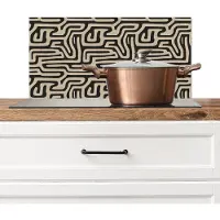 KitchenYeah Spatscherm keuken 60x30 cm - Kookplaat achterwand Grafisch - Lijnen - Zwart - Muurbeschermer - Spatwand fornuis - Hoogwaardig aluminium