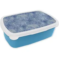 MuchoWow Broodtrommel Blauw - Lunchbox Modern - Abstract - Blauw - Brooddoos 18x12x6 cm - Brood lunch box - Broodtrommels voor kinderen en volwassenen