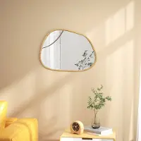 MODFU - Wandspiegel - Asymmetrische Vorm - Horizontaal Of Verticaal Ophangbaar - Decoratief - Grenenhout - Naturel - 70 x 50 cm