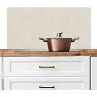 KitchenYeah Spatscherm keuken 100x50 cm - Kookplaat achterwand Zandkleurig - Modern - Egaal - Muurbeschermer - Spatwand fornuis - Hoogwaardig aluminium