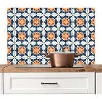 KitchenYeah Spatscherm keuken 100x65 cm - Kookplaat achterwand Traditioneel - Tegel - Oranje - Muurbeschermer - Spatwand fornuis - Hoogwaardig aluminium