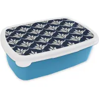 MuchoWow Broodtrommel Blauw - Lunchbox Modern - Ontwerp - Blauw - Brooddoos 18x12x6 cm - Brood lunch box - Broodtrommels voor kinderen en volwassenen