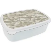 MuchoWow Broodtrommel Wit - Lunchbox Golven - Wit - Minimalistisch - Brooddoos 18x12x6 cm - Brood lunch box - Broodtrommels voor kinderen en volwassenen