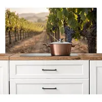 KitchenYeah Spatscherm keuken 120x60 cm - Kookplaat achterwand Druiven - Wijngaard - Zonlicht - Muurbeschermer - Spatwand fornuis - Hoogwaardig aluminium