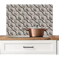 KitchenYeah Spatscherm keuken 90x60 cm - Kookplaat achterwand Zand - Schelpenvorm - Grijs - Muurbeschermer - Spatwand fornuis - Hoogwaardig aluminium