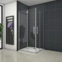 AICA vierkante douchecabine 120x120x195cm,dubbele vouwdeur,hoek instap,6mm veiligheidsglas nano coating