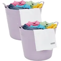 Excellent houseware Flexibele kuip / emmer - 2x - lila paars - 27 liter - kunststof - 42 x 35 cm