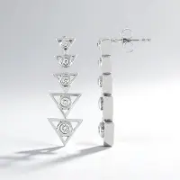 Cavill - Zilveren Oorbellen Geometrisch - 925 Sterling Zilver Geplatineerd - Cambodjaanse Zirkonia Rond 0,714 ct - Elegant, Licht en Tijdloos Design