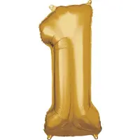 Amscan Folieballon 33 X 86 Cm Goud Nummer 1