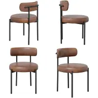 Hawthyhome Eetkamerstoel Set van 4 PU Lederen Stoelen Gestoffeerd met Metalen Poten Moderne Keukenstoel Comfortabele Design Zitstoel voor Eetkamer Woonkamer Keuken Slaapkamer Horeca