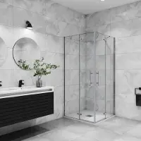AICA Douchecabine met dubbele vouwdeur,helder veiligheidsglas nano coating, 100x120x195cm