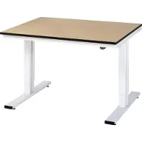 RAU Adlatus werktafel, elektrisch in hoogte verstelbaar, 22 mm MDF-plaat, tot 300 kg, B 1250 x D 1000 x H 720-1120 mm, bruin/lichtgrijs