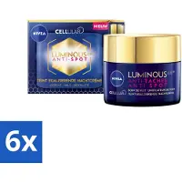 Nivea - Nachtcrème - CELLular LUMINOUS630 Tegen Vlekken - Egaliserend - Tegen pigmentvlekken - Met Hyaluronzuur - 50 ml - Voordeelverpakking - 6 stuks