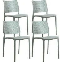 Oviala - Set van 4 saliegroene plastic terrasstoelen - Riga