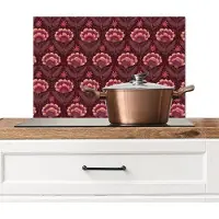 KitchenYeah Spatscherm keuken 60x40 cm - Kookplaat achterwand Bloemen - Waaier - Paars - Muurbeschermer - Spatwand fornuis - Hoogwaardig aluminium