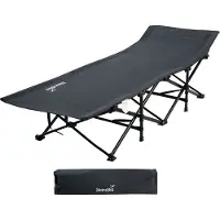 Skandika Erola campingbed - Comfortabel opklapbed, stabiele constructie, tot 150 kg, groot ligvlak, 190 x 68 cm, opvouwbaar, zijvak | Campingbed voor camping, kamperen
