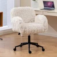 OKWISH Bureaustoel Ergonomisch Met Verstelbare Armleuningen - Draaibare Werkstoel Met Wielen - Verdikte Rugleuning - Comfortabele Home Office Stoel Voor Bureau & Kaptafel - Zwart