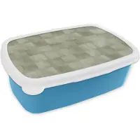 MuchoWow Broodtrommel Blauw - Lunchbox Vlakken - Rustiek - Groen - Brooddoos 18x12x6 cm - Brood lunch box - Broodtrommels voor kinderen en volwassenen